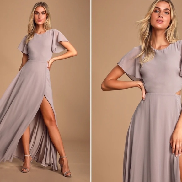 Lulus Dresses & Skirts - LULUS Elegant Wedding Bridesmaid Romantic Flowy Chic Flutter Sleeve Maxi Dress